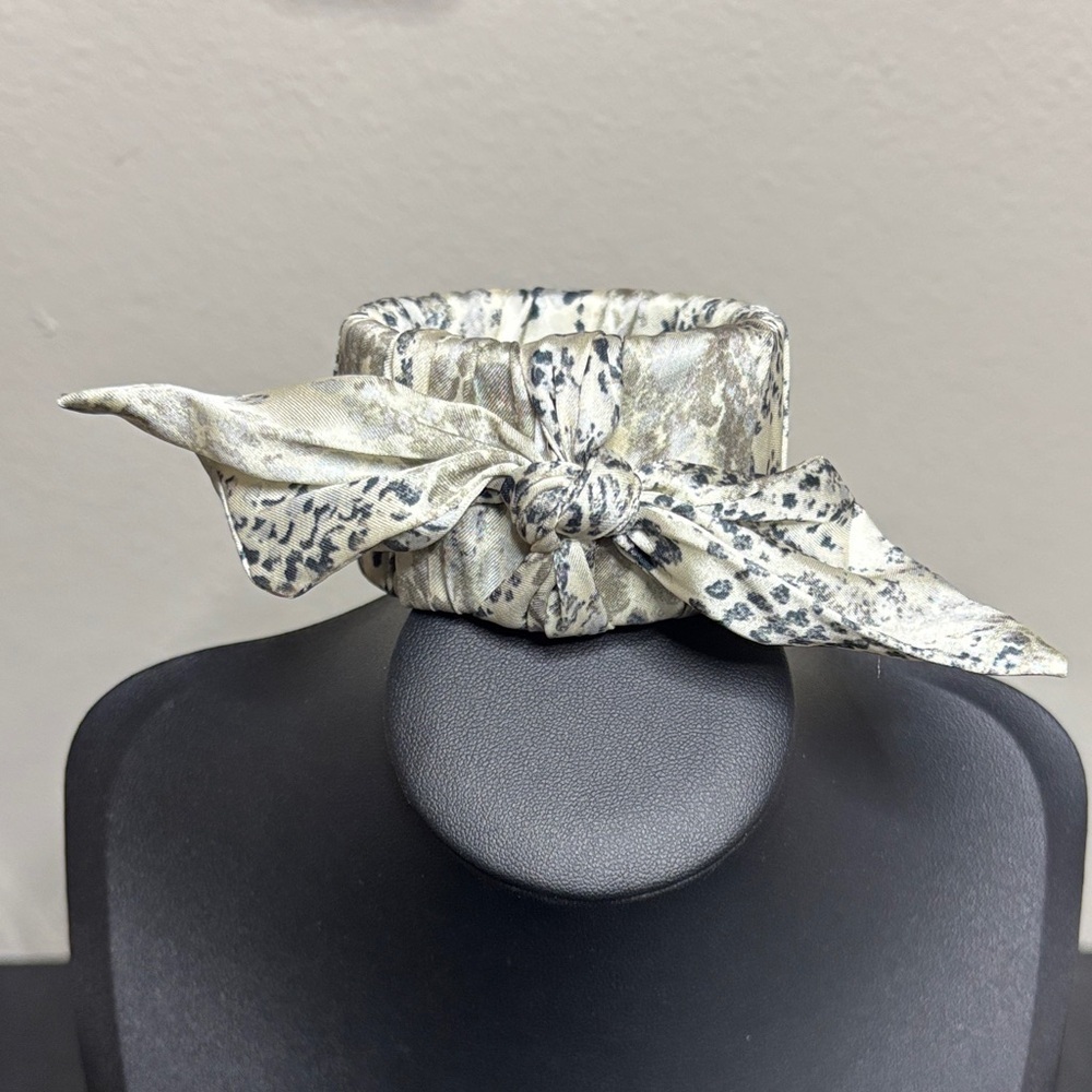 Animal Print Ribbon Bow Clamper Statement Bracelet